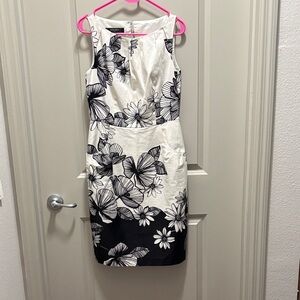 Nine West Black and White Floral Midi Dress